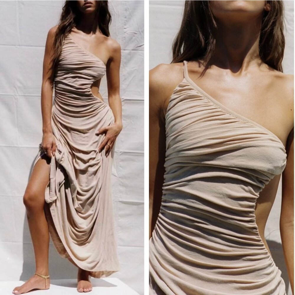 Made by SNDYS. Monaco Maxi Dress Gown XSmall/Small Vacation Cocktail Nude Beige